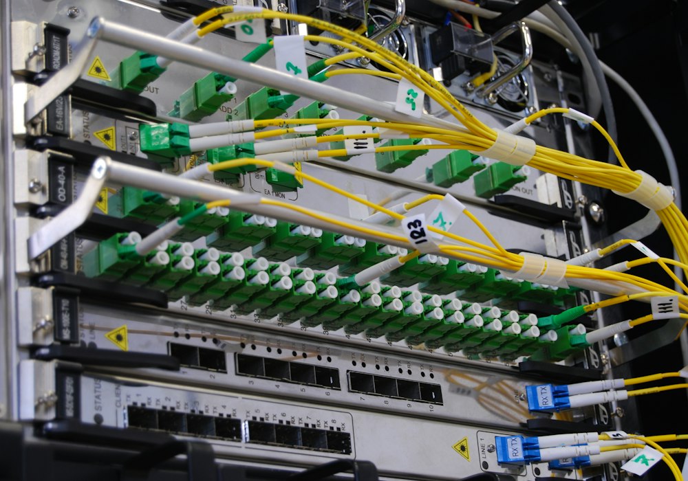 Fiber optic patch panel in a data center fit-out
